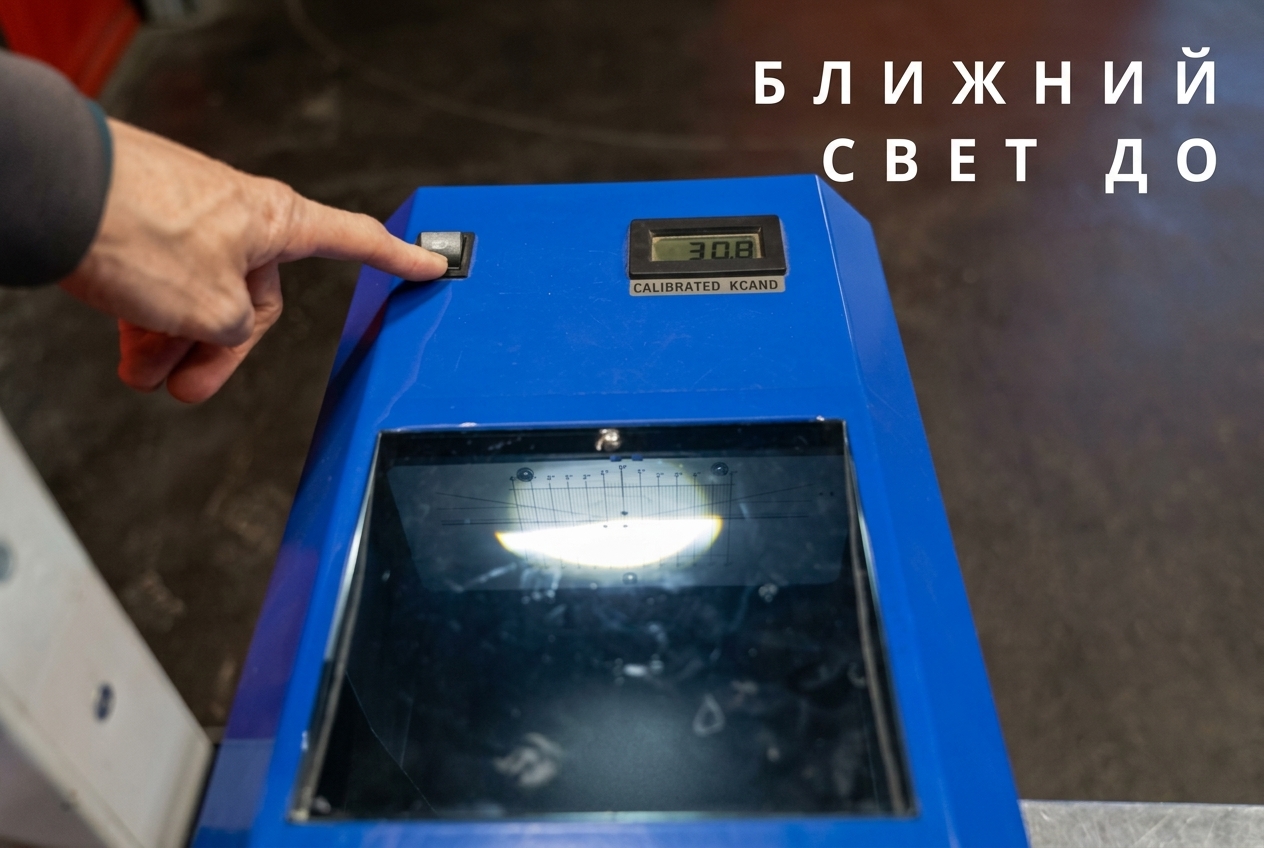 Замер силы ближнего света штатной фары Toyota Camry XV80