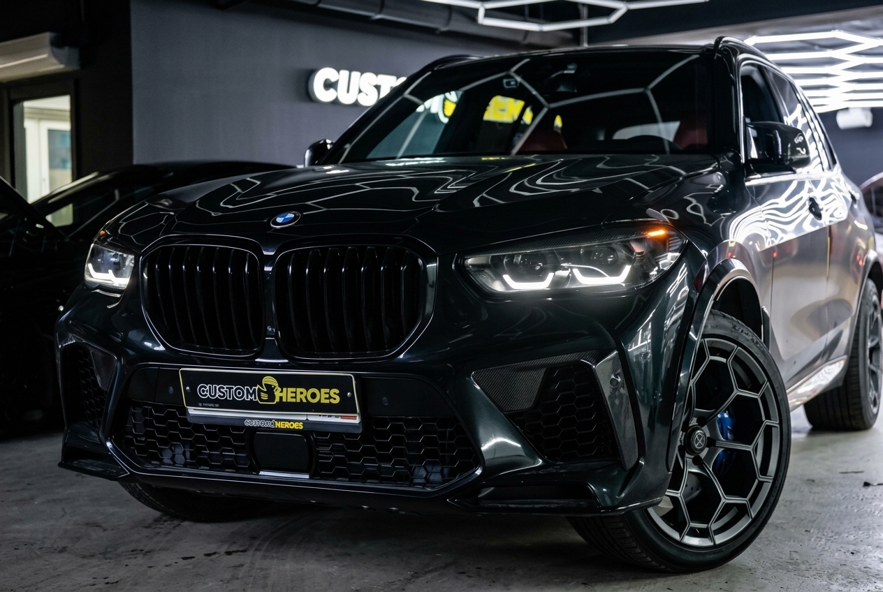 BMW X5 G05: ремонт и тюнинг фар, итоговый вид доработанных фар и автомобиля
