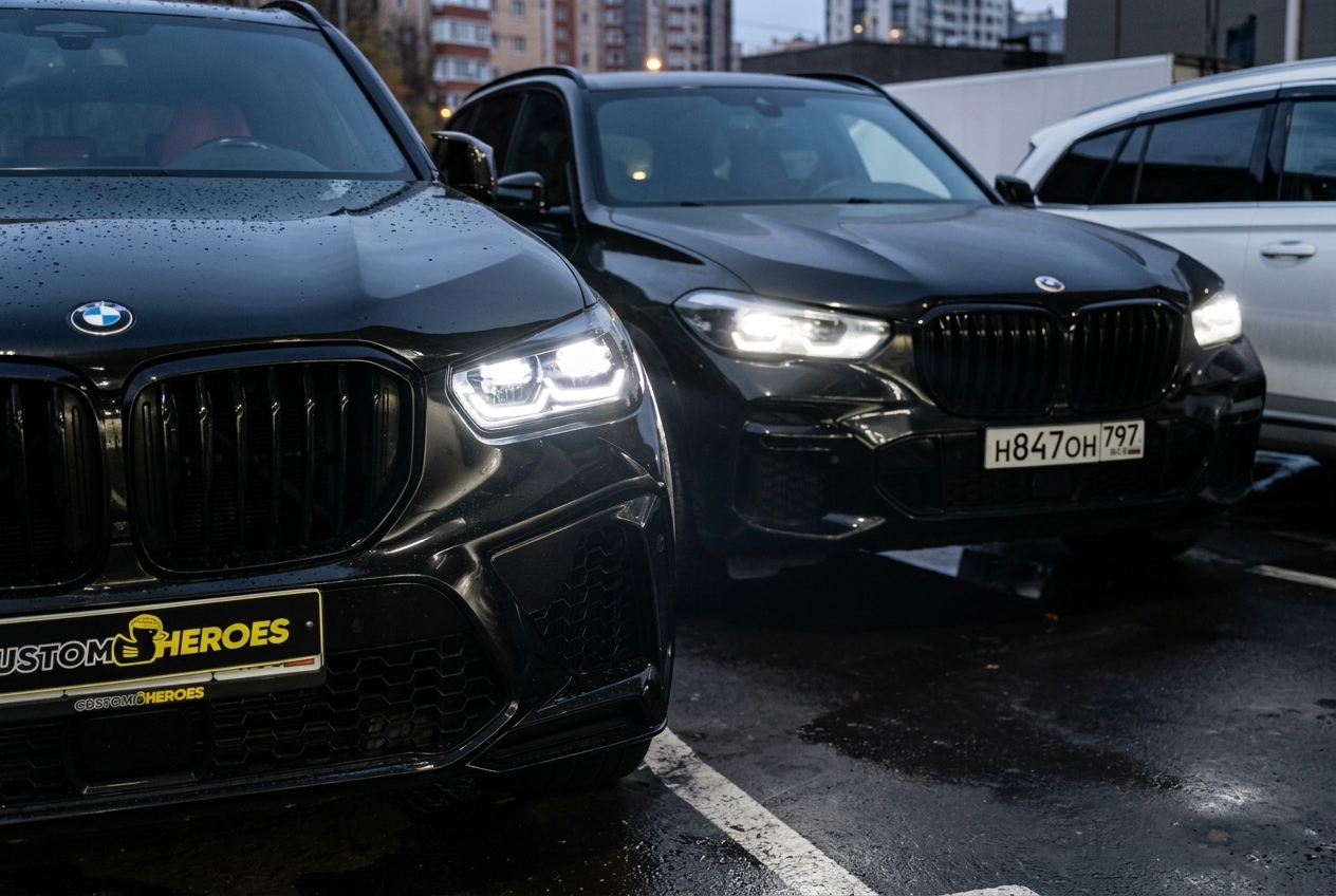 BMW X5 G05: ремонт и тюнинг фар, сравнение штатного и доработанного света двух BMW X5