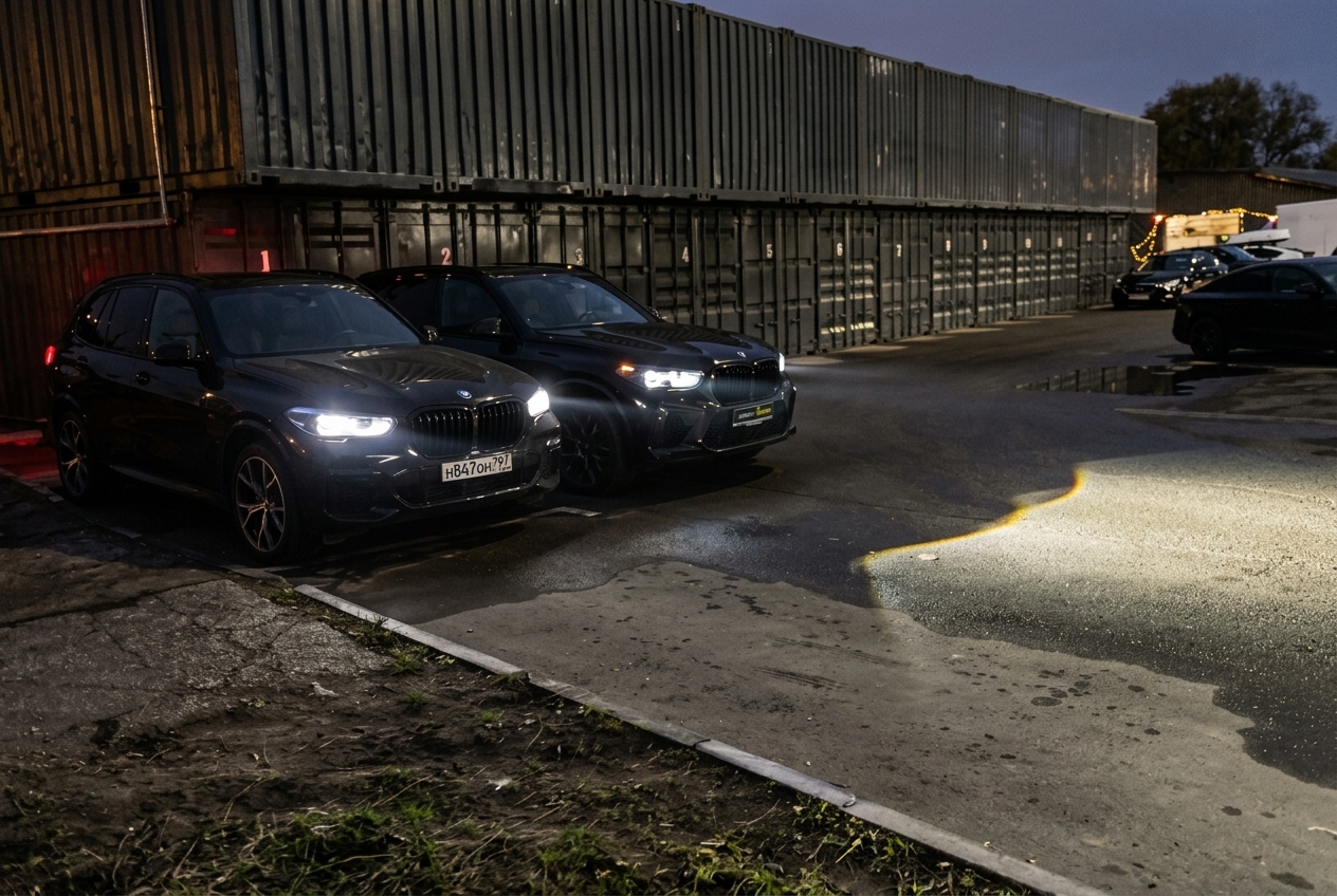 BMW X5 G05: ремонт и тюнинг фар, сравнение штатного и доработанного света двух BMW X5
