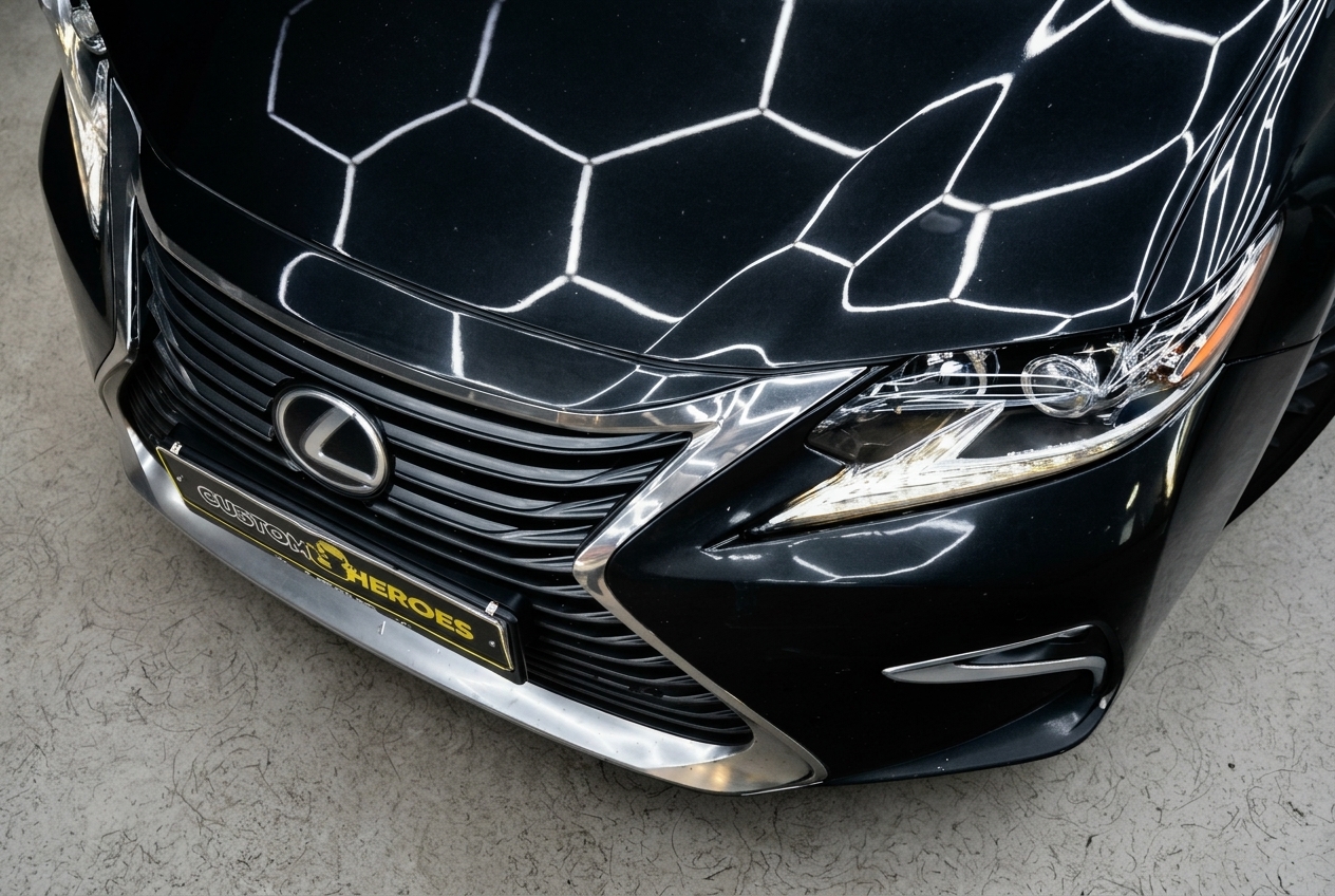 передний подлокотник Lexus ES 200 до ремонта кожи