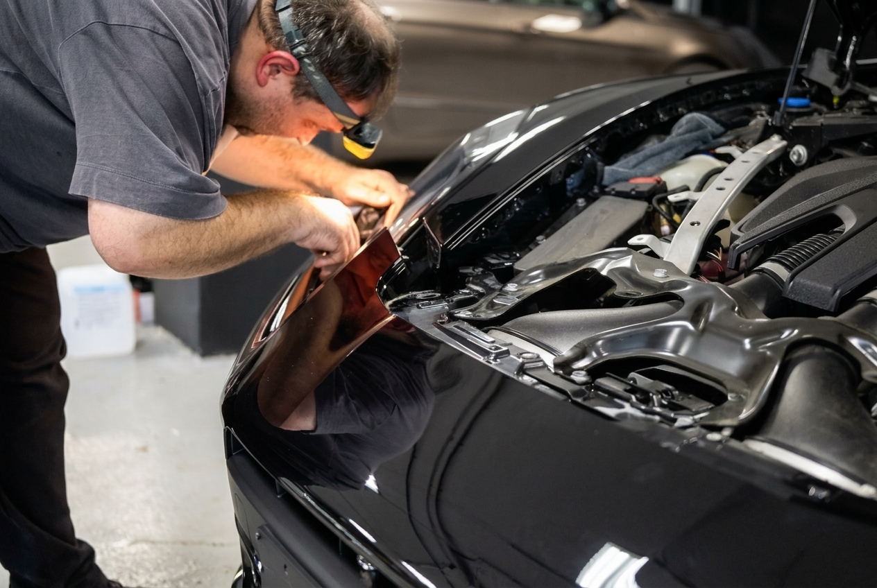 Подготовка Porsche Panamera 4 к полной оклейке: кадр 14, Porsche Panamera 4