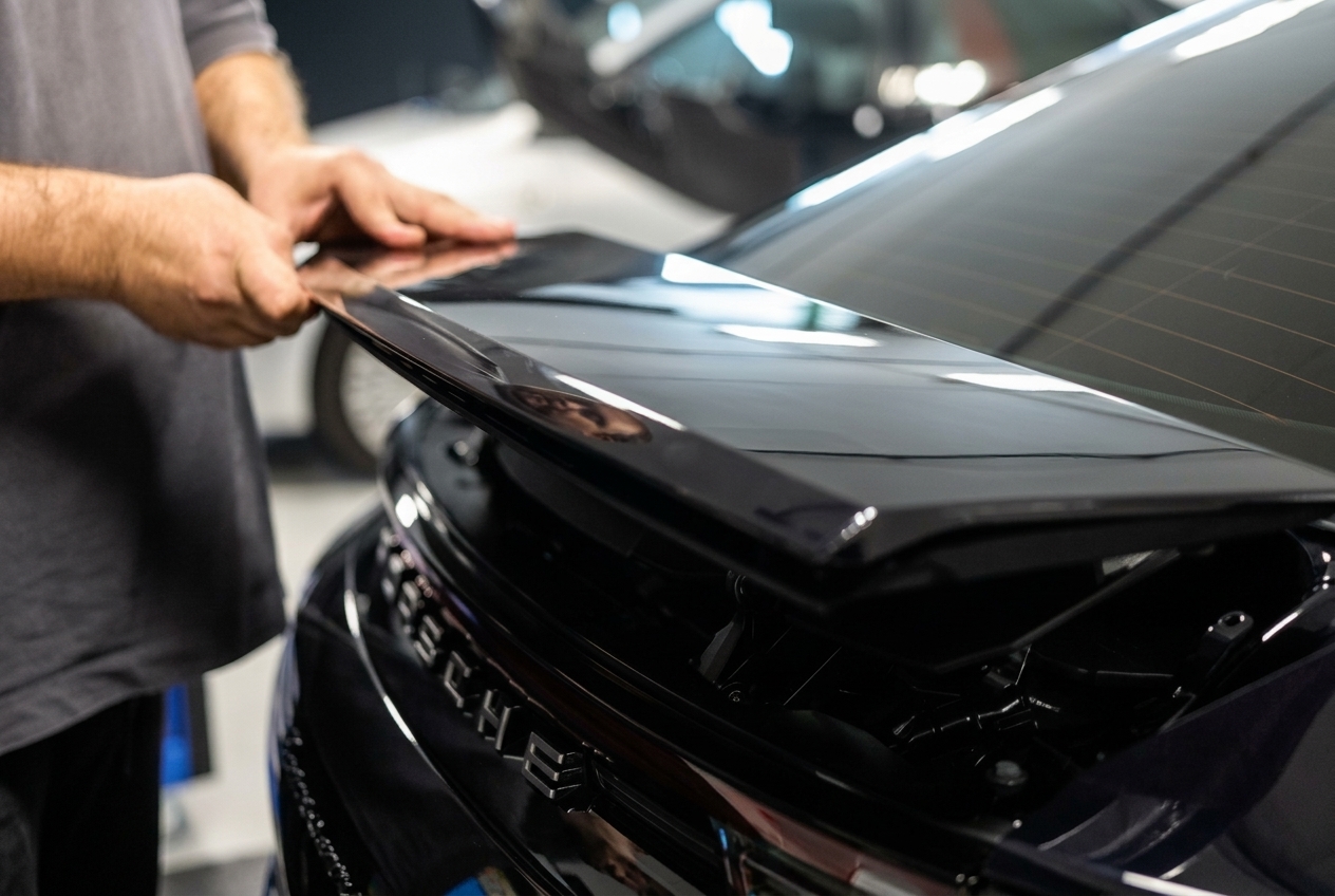 Подготовка Porsche Panamera 4 к полной оклейке: кадр 15, Porsche Panamera 4