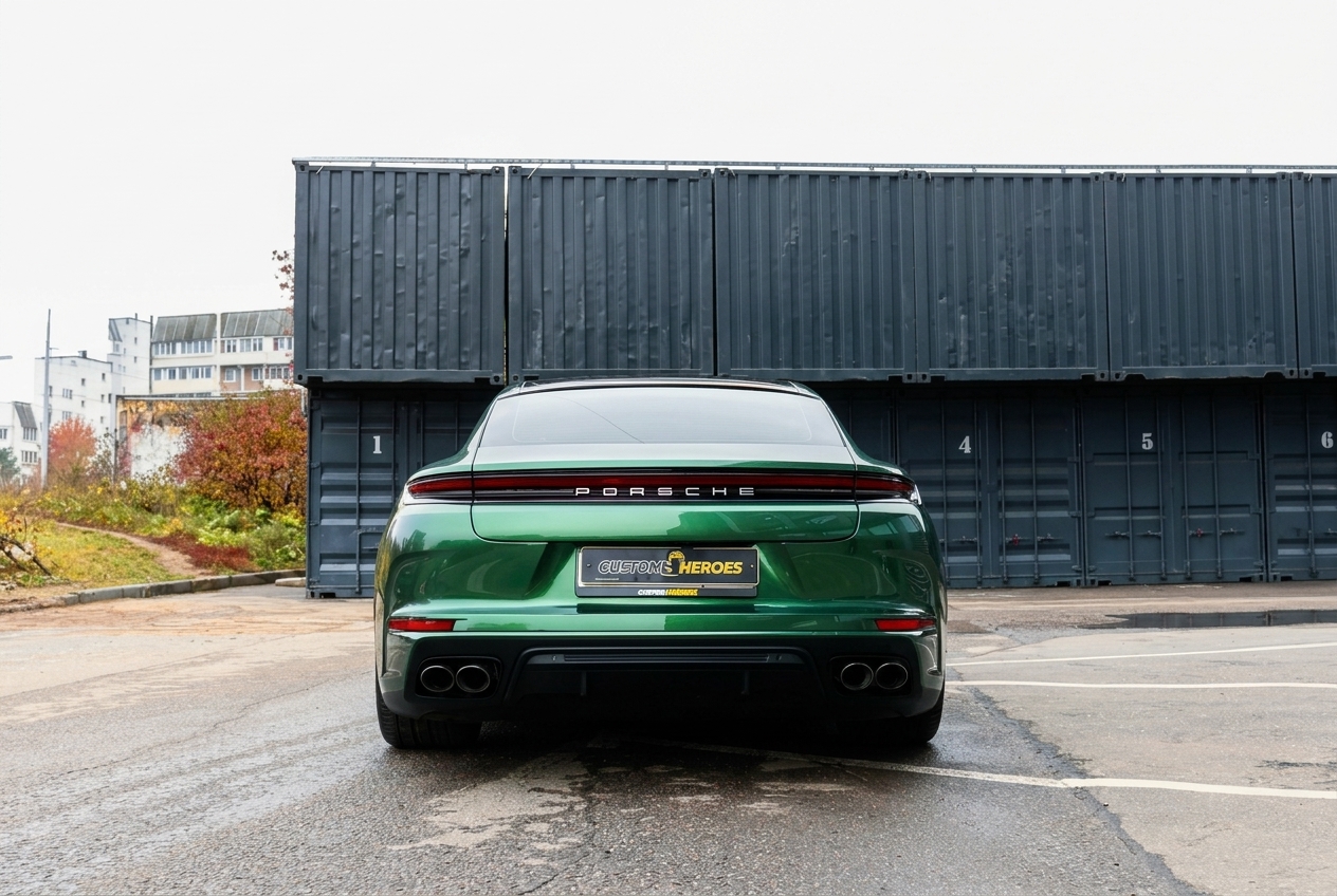 Готовая зелёная Porsche Panamera 4 после оклейки кузова: кадр 18, Porsche Panamera 4