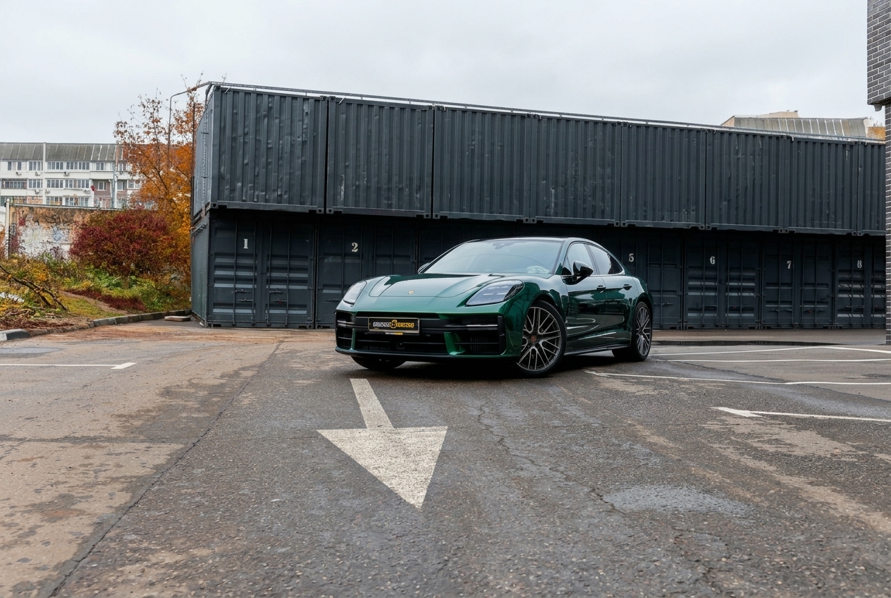 Готовая зелёная Porsche Panamera 4 после оклейки кузова: кадр 19, Porsche Panamera 4