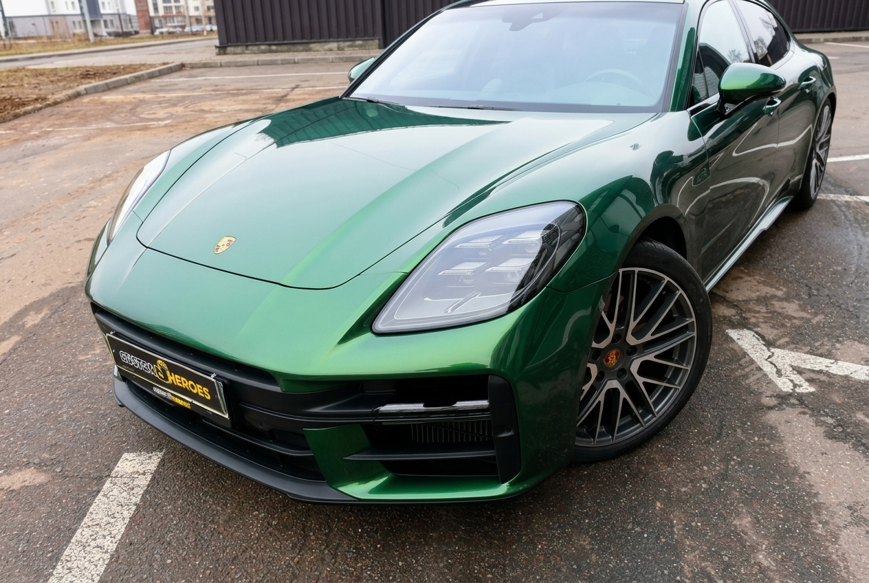 Готовая зелёная Porsche Panamera 4 после оклейки кузова: кадр 20, Porsche Panamera 4