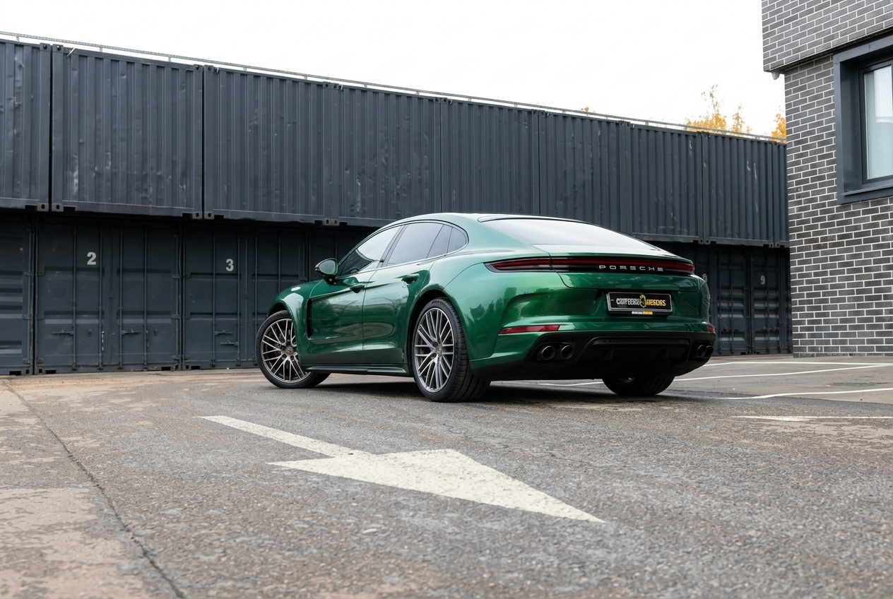 Готовая зелёная Porsche Panamera 4 после оклейки кузова: кадр 22, Porsche Panamera 4