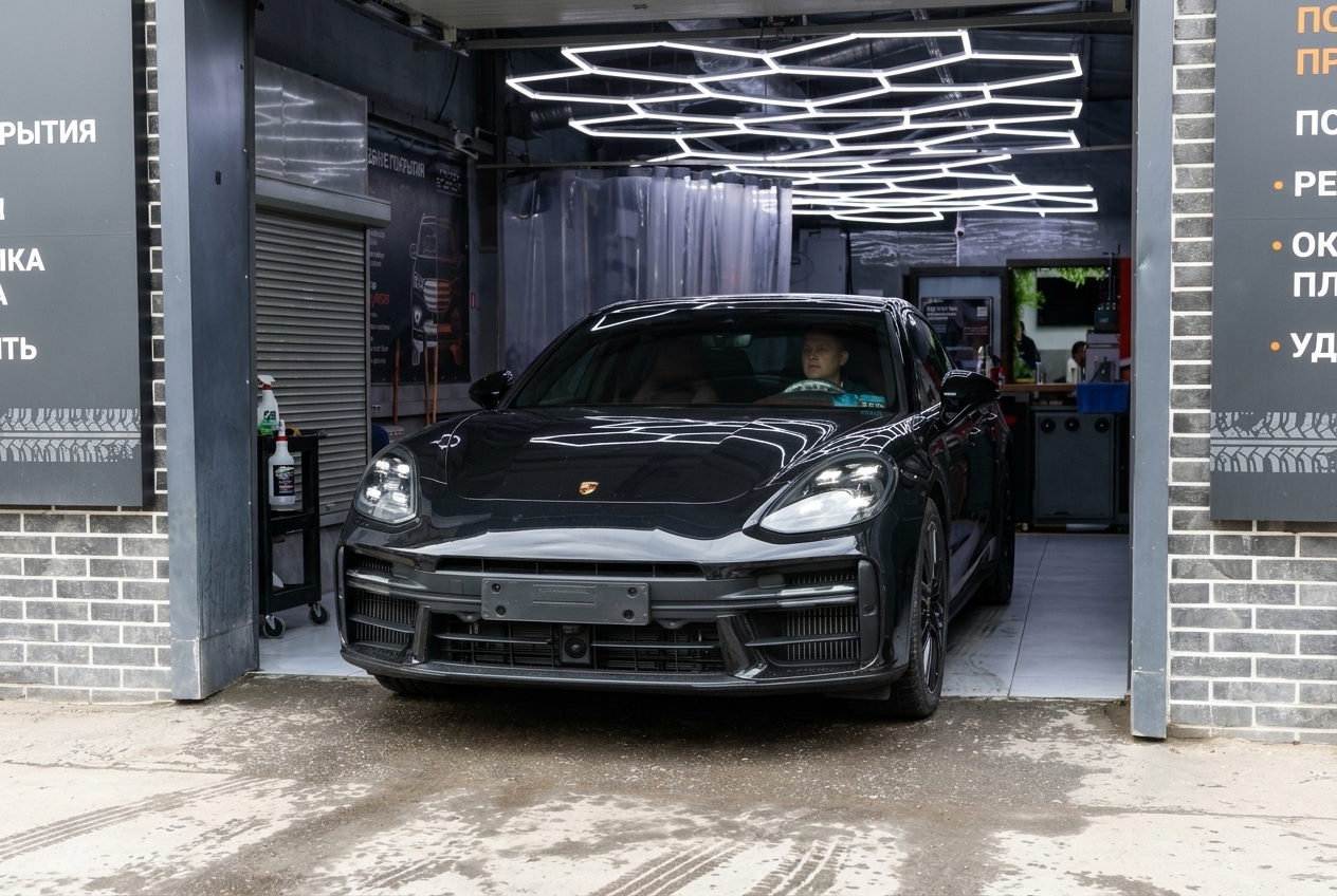 Автомобиль до смены цвета и подготовка кузова: кадр 7, Porsche Panamera 4