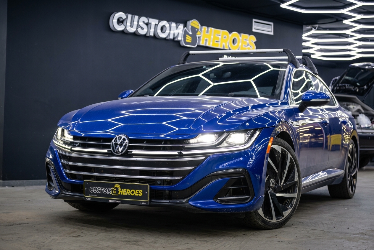 Volkswagen Arteon в студии Custom Heroes перед подготовкой аудиосистемы SQ