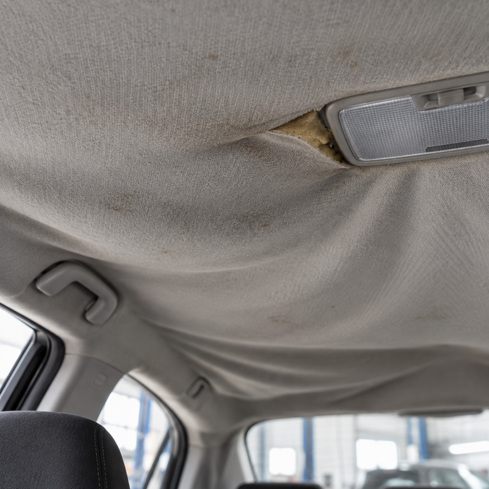 Перетяжка потолка автомобиля