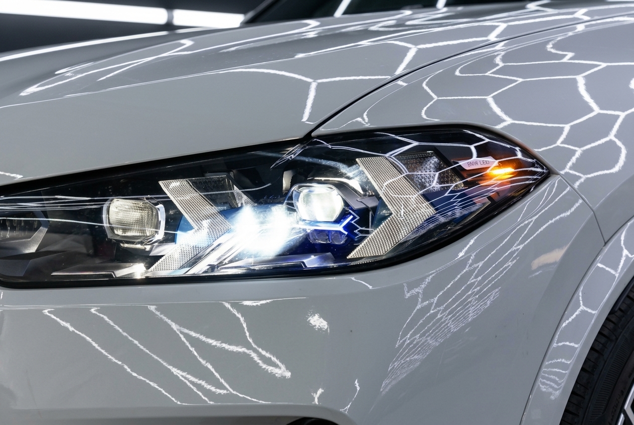Фара BMW X5 G05 после установки новой линзы ближнего света