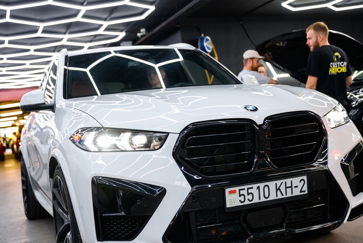 BMW X5 G05 с исходным светом фар перед установкой новых линз