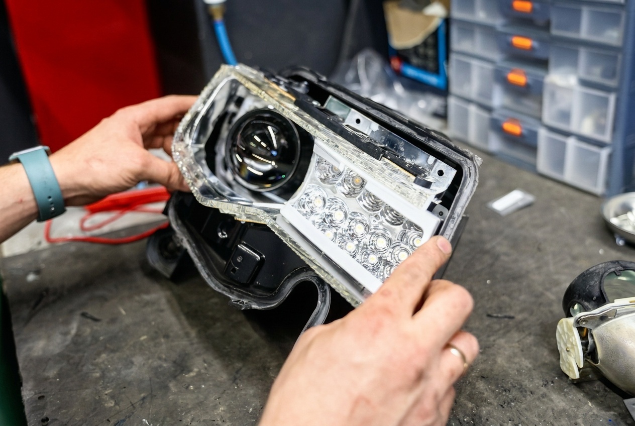 Фара Jeep Grand Cherokee с установленной линзой AoZoom K3