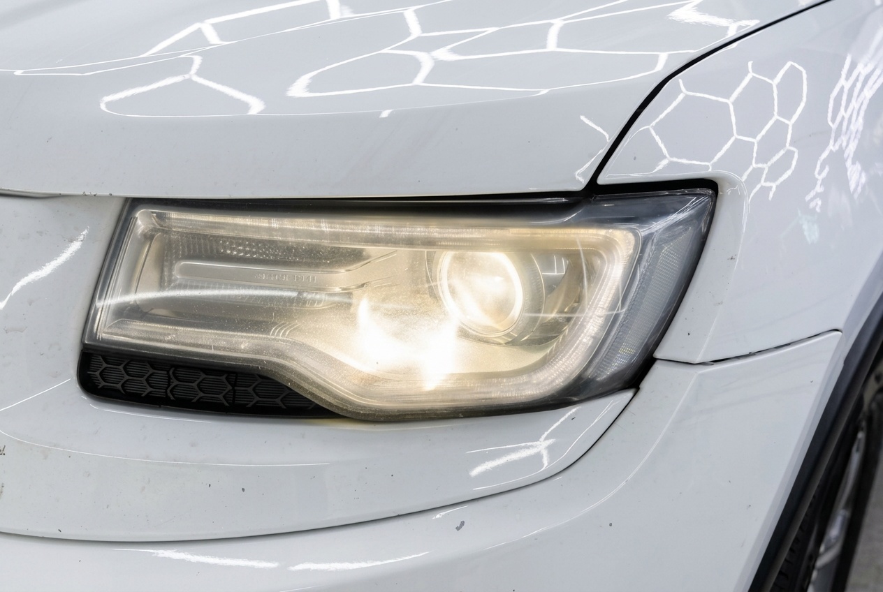 Осмотр штатных фар Jeep Grand Cherokee перед ремонтом