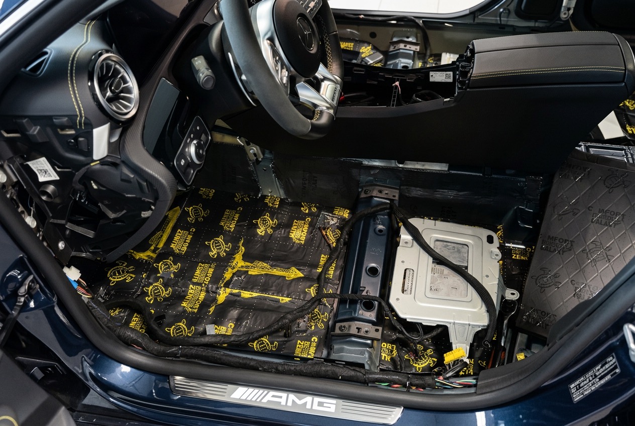Обработка кузовных поверхностей Mercedes-Benz CLA 45 AMG материалами Comfortmat