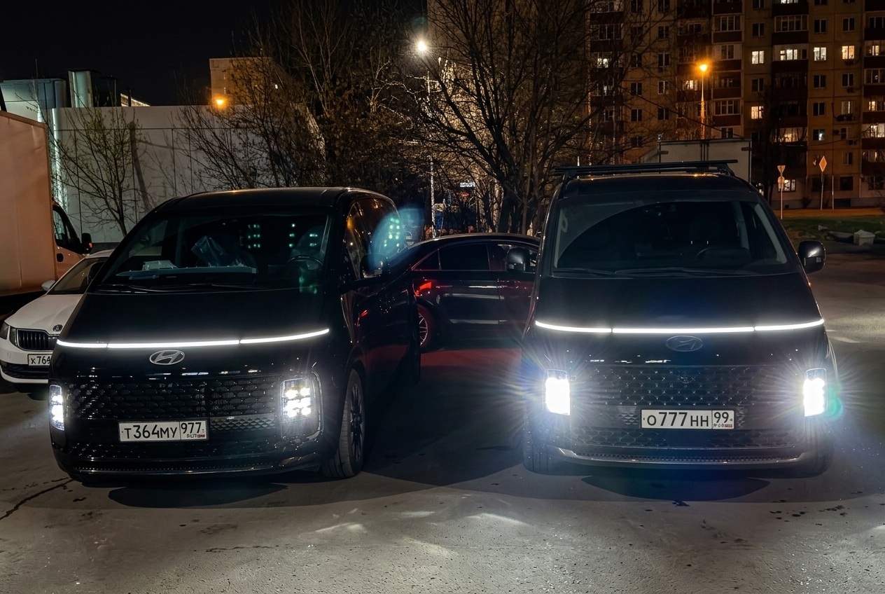 Оранжевые светодиоды в габаритах Hyundai Staria 2025