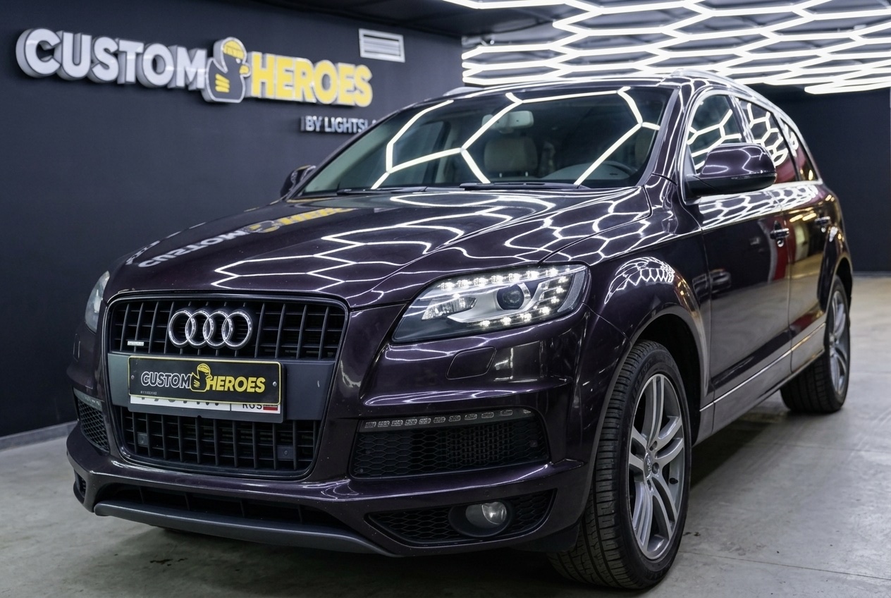 Результат ремонта фар Audi Q7 2010 в Custom Heroes