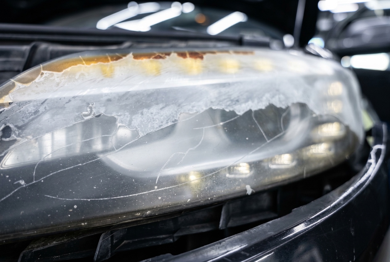 Стекло фары Audi Q7, отходящее от корпуса