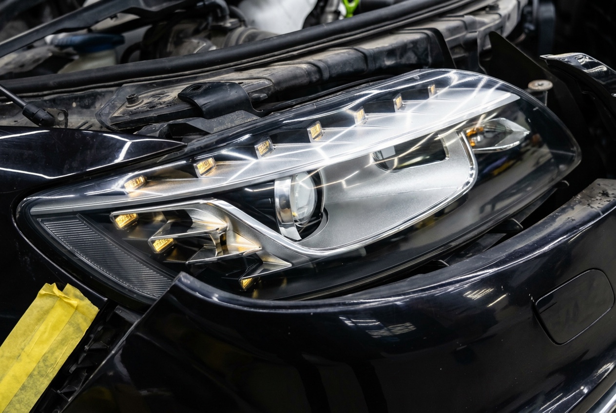 Состояние головного света Audi Q7 до ремонта