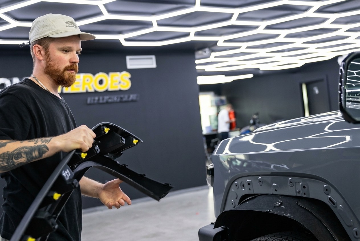 Разборка кузовных элементов iCar V27 для аккуратной оклейки