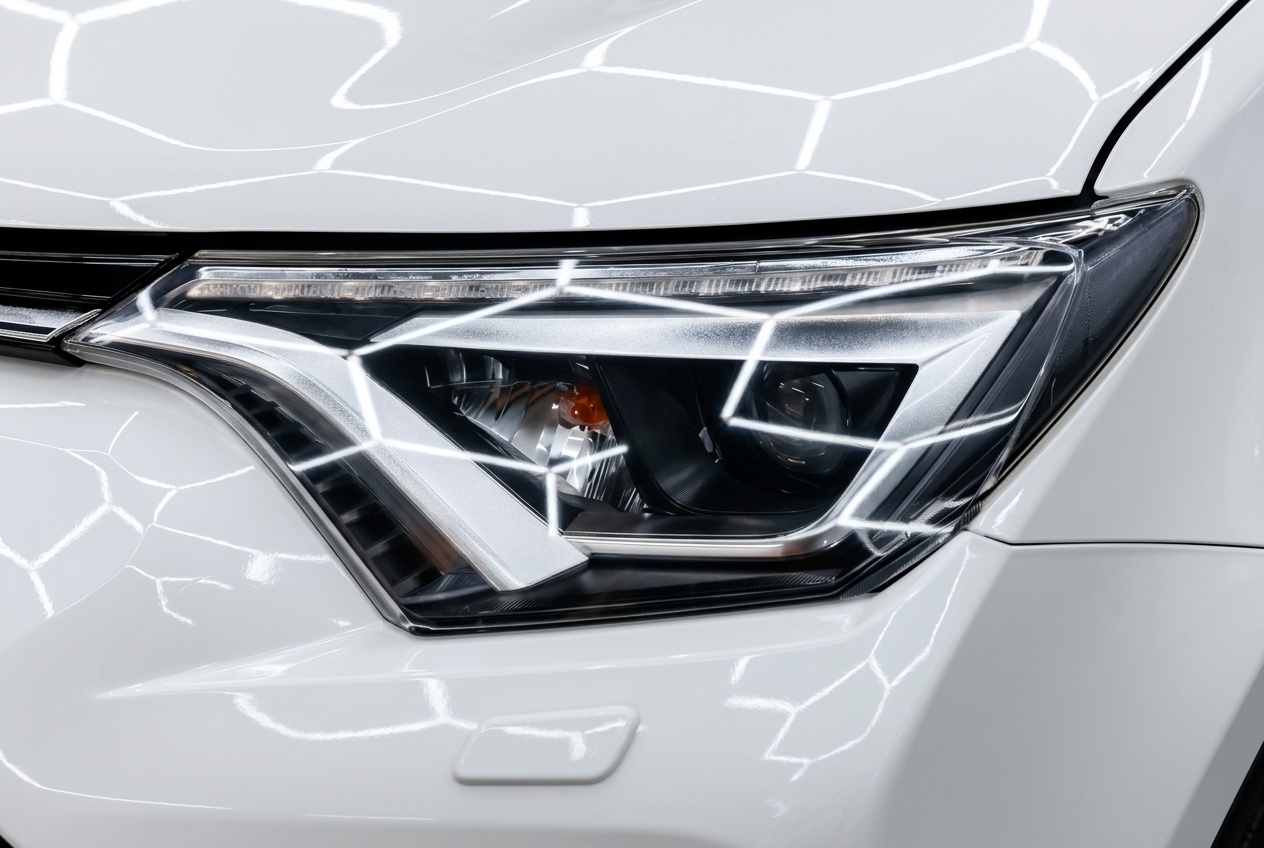 Состояние передней оптики Toyota RAV4 до замены стёкол