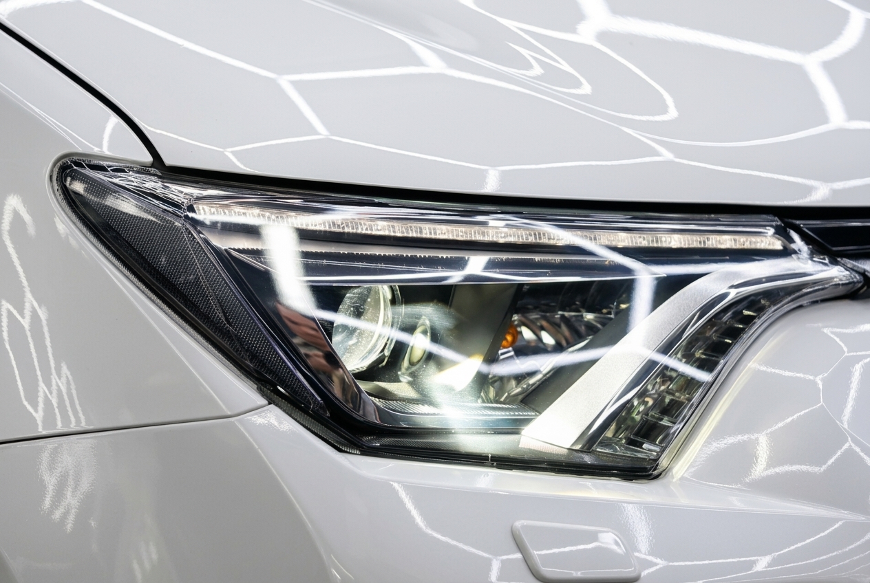 Головной свет Toyota RAV4 после модернизации линзами AOZOOM X7