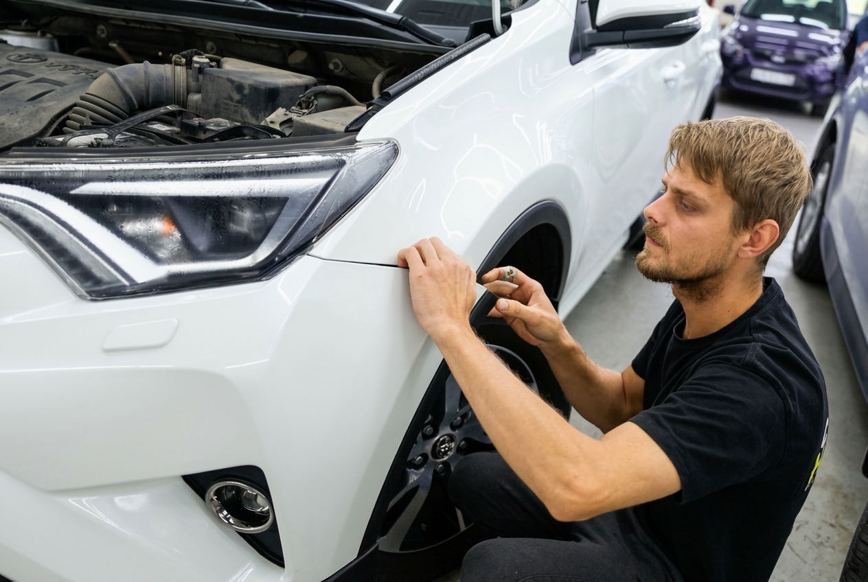 Демонтаж передней фары Toyota RAV4 для ремонта