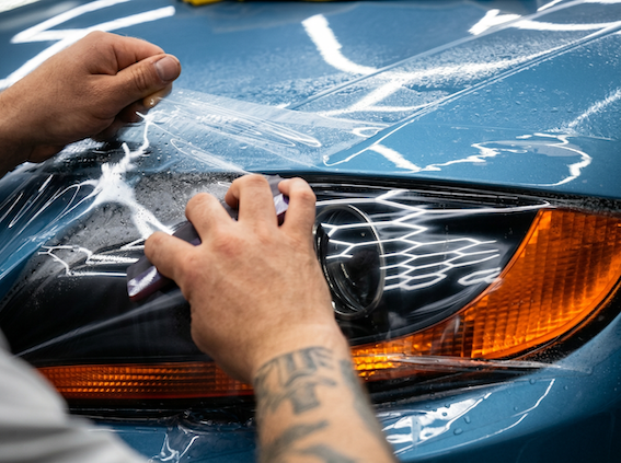 Процесс защиты фар BMW Z4 полиуретаном
