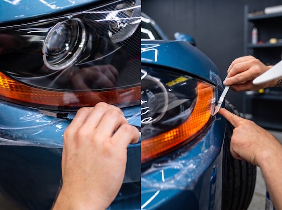 Финальная защита стекол фар BMW Z4 полиуретаном